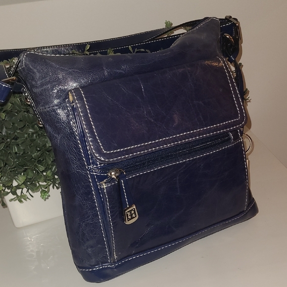 Giani Bernini Vintage  Dark Blue Leather Crossbody Bag - Picture 1 of 7